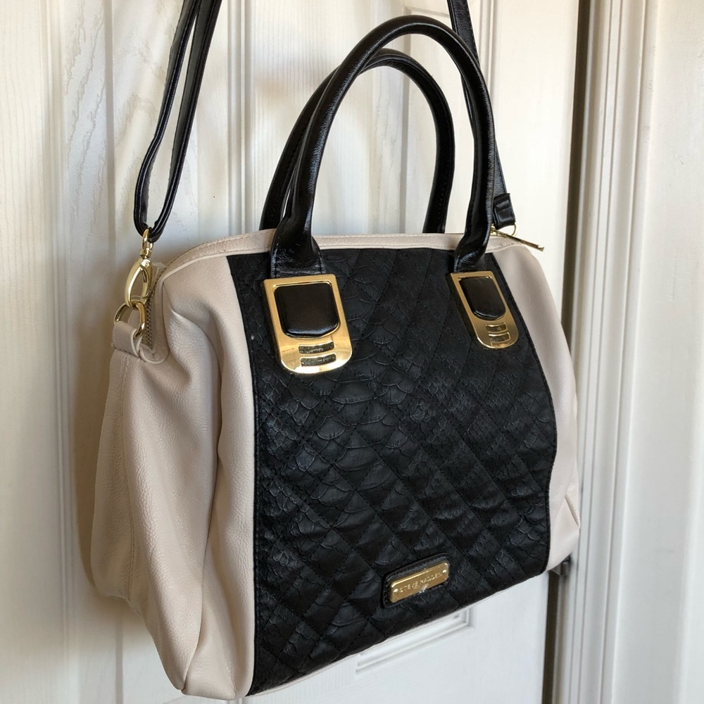 Steve Madden ivory and black handbag